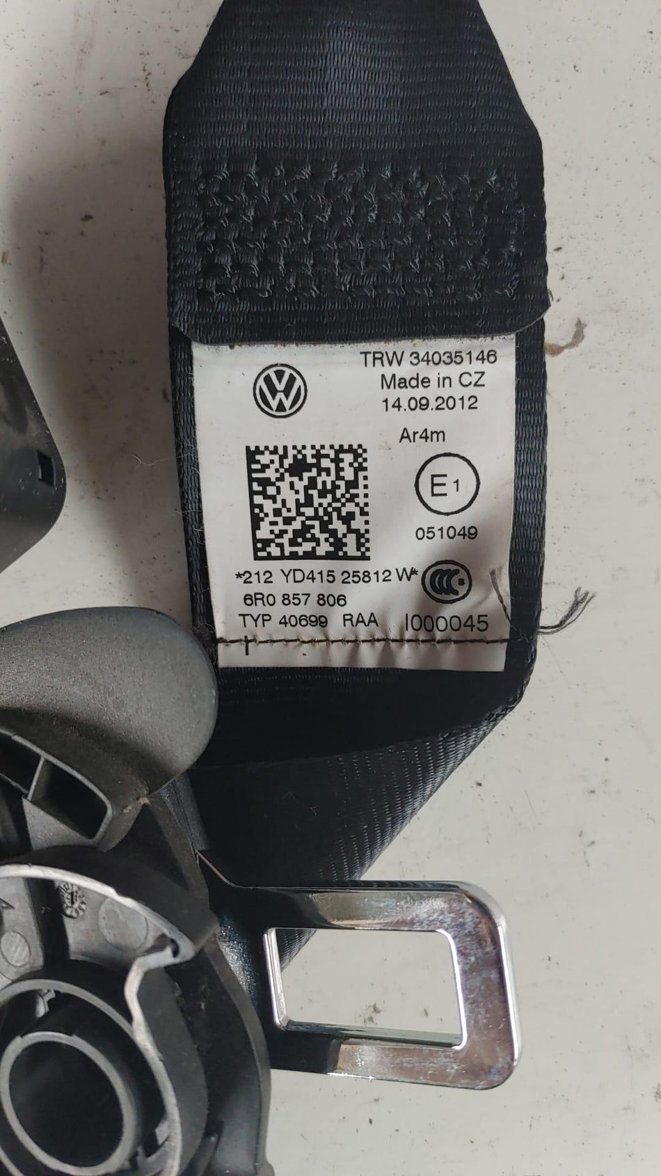 Cintura di sicurezza Posteriore DX VOLKSWAGEN Polo 5° Serie