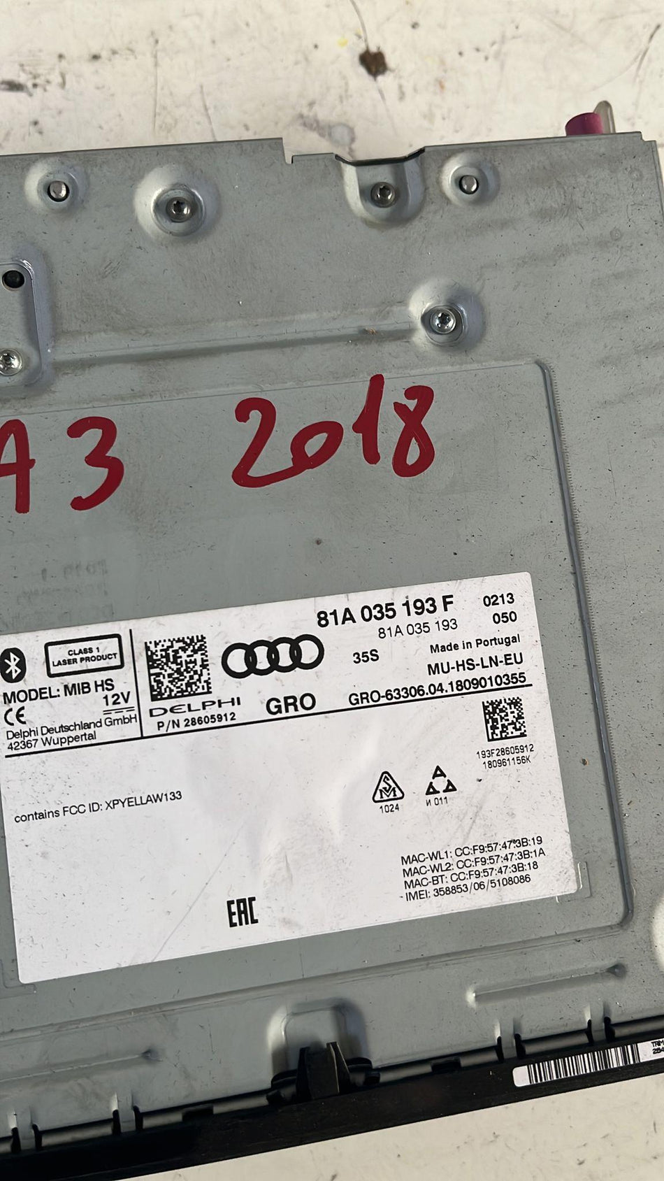 Autoradio AUDI A3 Cabriolet Serie (8V7, 8VE) (13>)