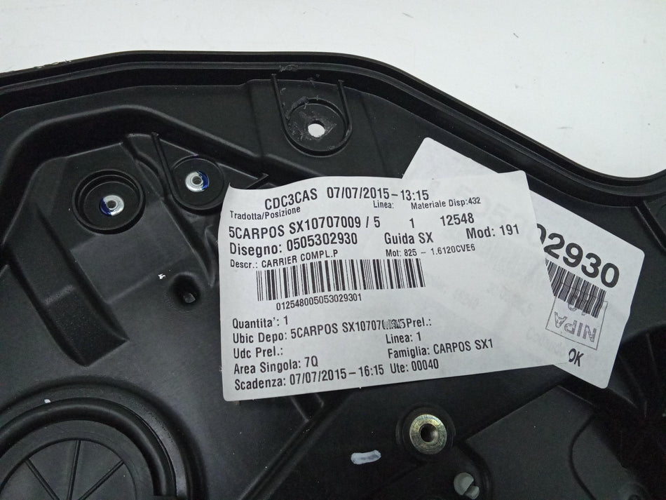 Meccanismo alzavetro Post. SX ALFA ROMEO Giulietta Serie (940_) (13>)